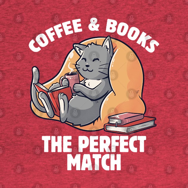 Coffee and Books Cute Funny Cat Gift by eduely